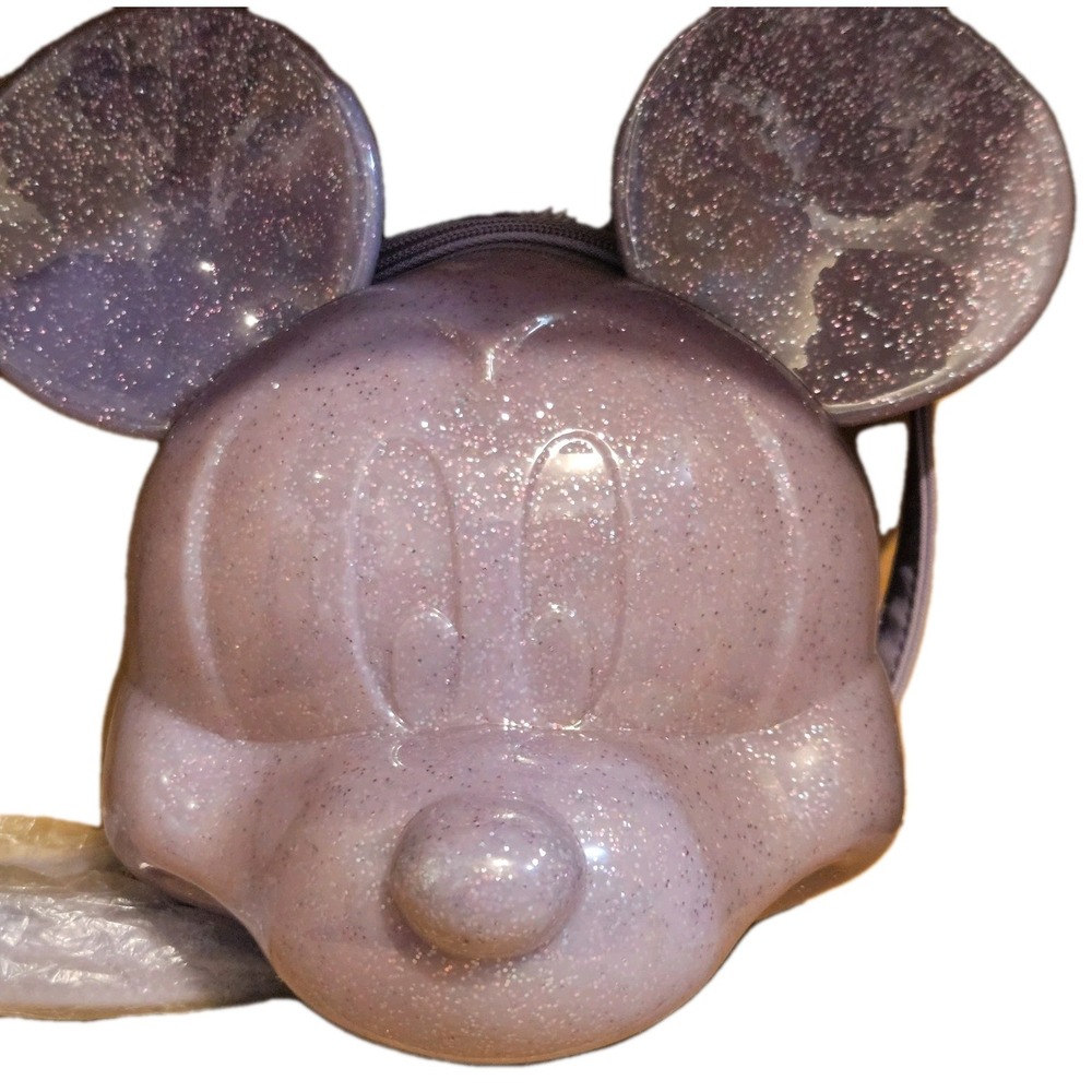 Disney Parks Mickey Mouse Purple Glitter Molded Loungefly Bag NEW‎